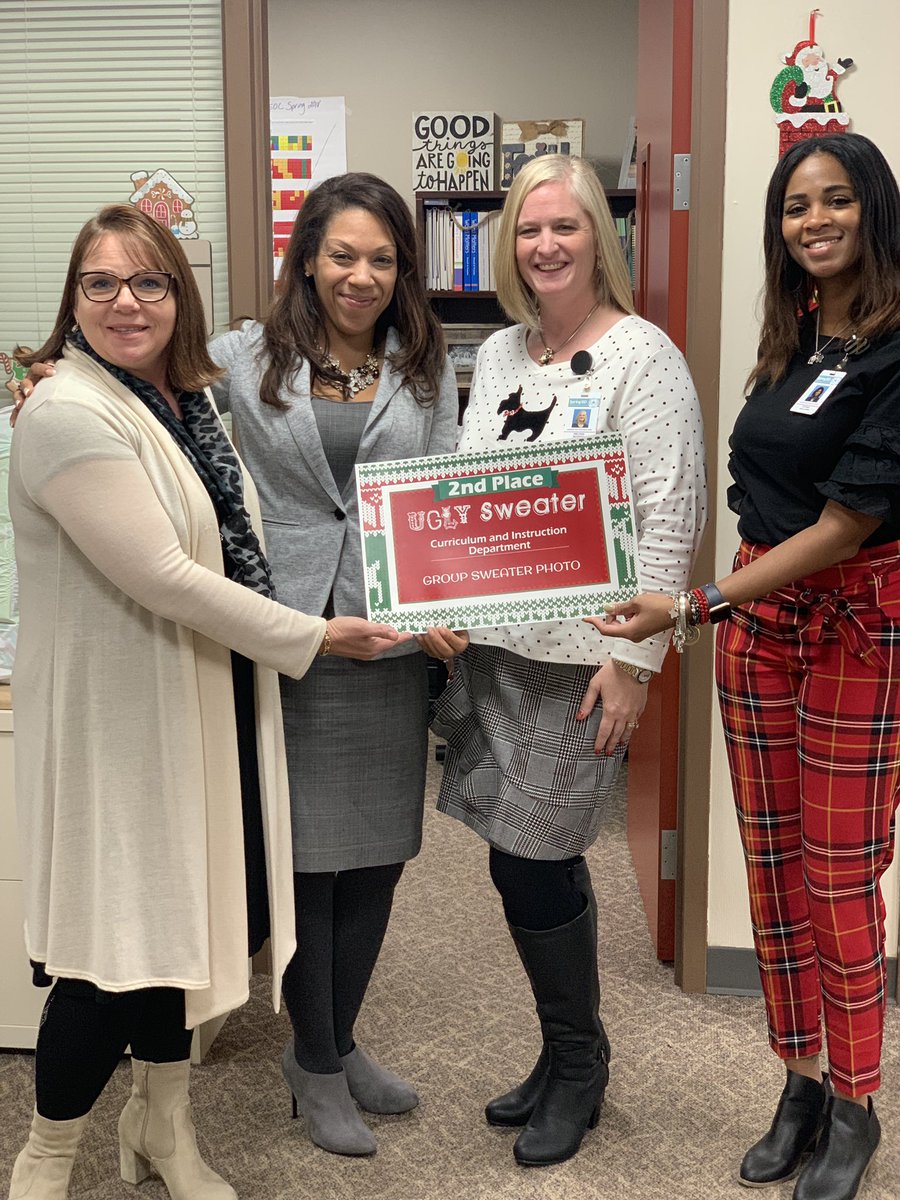 SpringISD's tweet photo. Delivering certificates to our #uglysweater contest winners! Congratulations to all who participated! #SweaterSpring https://t.co/UrMEoPjBSO