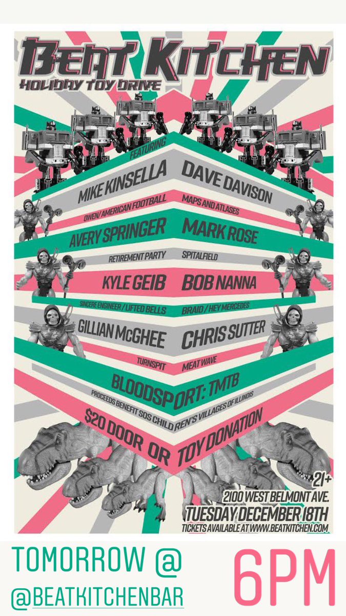 DogandWolfMusic's tweet photo. HIYA! Kyle's playing some solo tunes tomorrow night at @beatkitchenbar for a holiday toy drive benefitting SOS Children's Villages Illinois. The lineup is stacked, and you should go!

🗓: 12/18
⏰: 6PM
💰: $20 (or FREE with toy donation) https://t.co/PpNSSFKDBW