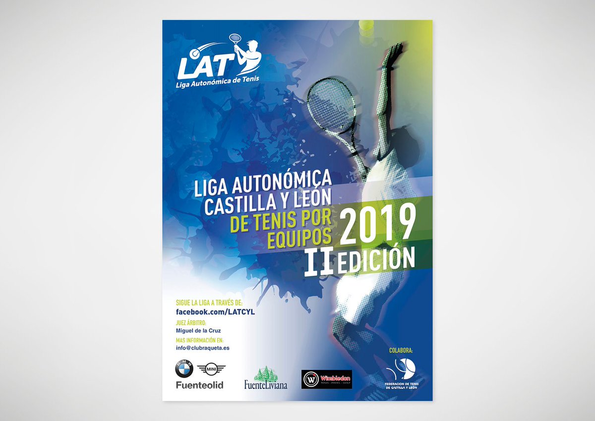 DiezEstudio's tweet photo. Segunda edición de la #LAT2019 y segundo año que realizamos su #cartel ️Por cierto, la Liga Autonomica De Tenis Cyl 2019 ya ha abierto el plazo de inscripciones, para quienes ya estáis pensando en apuntaros 😜

🎾🎾🎾¡Gracias por el encargo!

Más info: https://t.co/AHIK9Ctihu https://t.co/jWyOR5RjhL