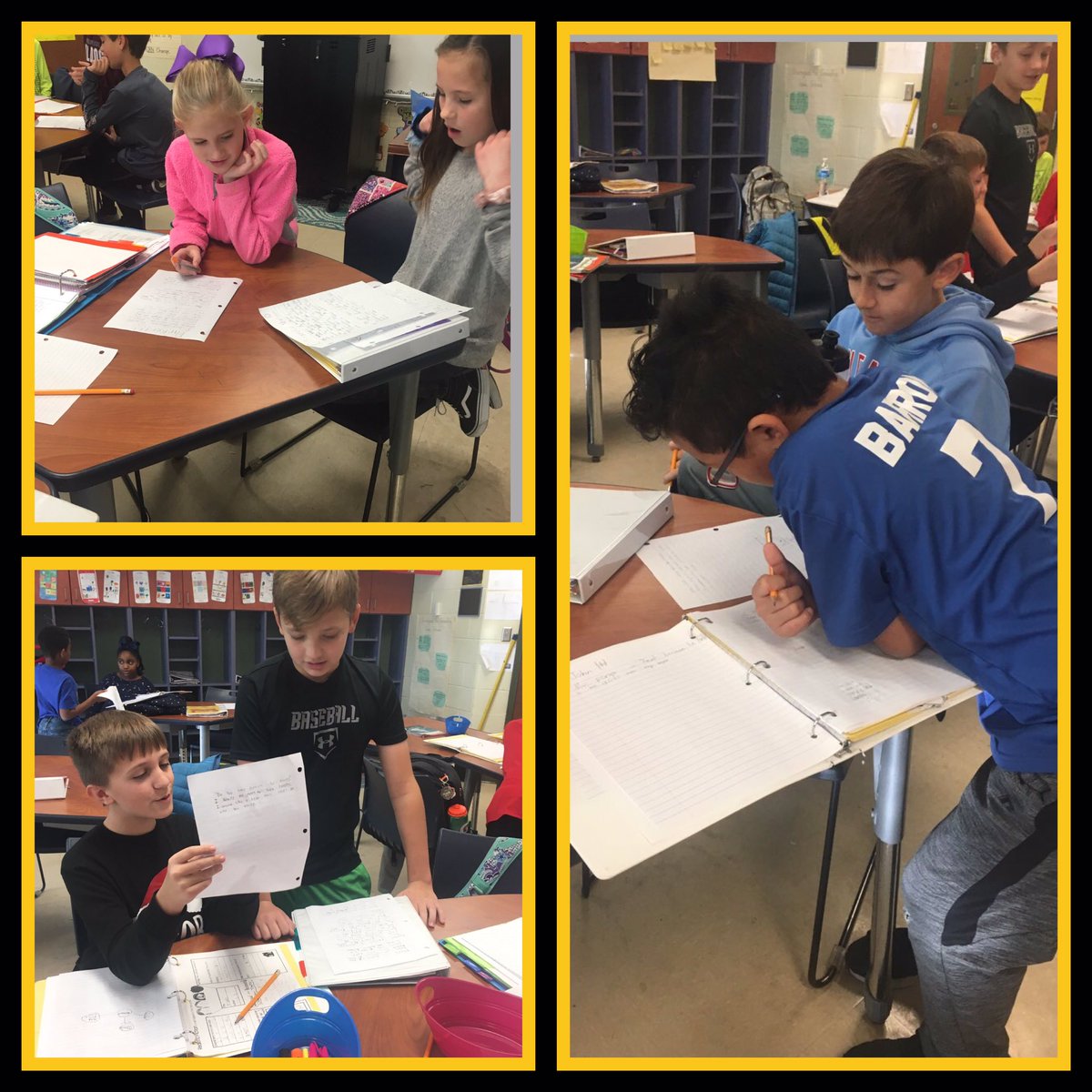 HBECougars's tweet photo. 4th grade classes are working on growing from peer feedback with writing.
#hbegold https://t.co/lAFsVUopJx