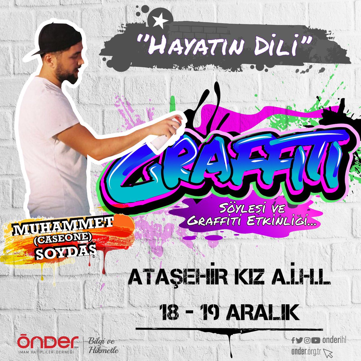 aimed_onder's tweet photo. Önder Kültür Sanat Komisyonumuzun Öncülüğünde “Graffiti” Hayatın Dili Etkinliği ile İlçemizdeki  iki imam hatip okulumuza renk katıyoruz 🖍 
Yarın Ataşehir Kız Anadolu İmam Hatip Lisesi’nde olacağız. 
#ÖnderKültürSanat #AİMEDKültürSanat #Grafiti #HayatınDili #kültürsanat #caseone https://t.co/F9rfEzSMMv