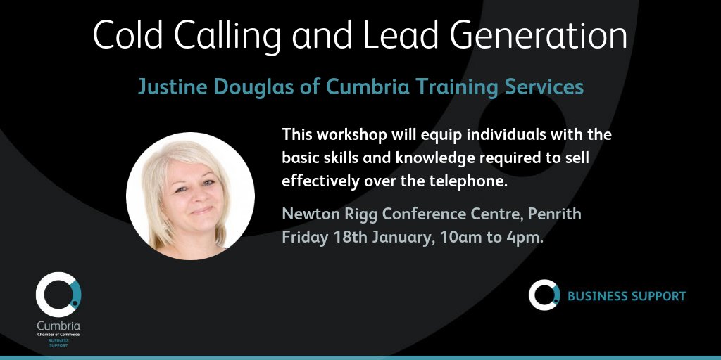 Cold Calling and Lead Generation workshop with Justine Douglas of <a href="/CTS___/">Justine Douglas</a> at  Newton Rigg, Penrith  @ConferencesNrc on Friday 18th January - more info &amp; booking at buff.ly/2G6IQz2