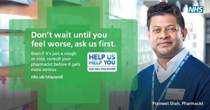 NHSuk's tweet photo. Pharmacists are healthcare professionals who can help with things like coughs and colds: https://t.co/V7tQJOIRFy https://t.co/pdmhWb2t0y