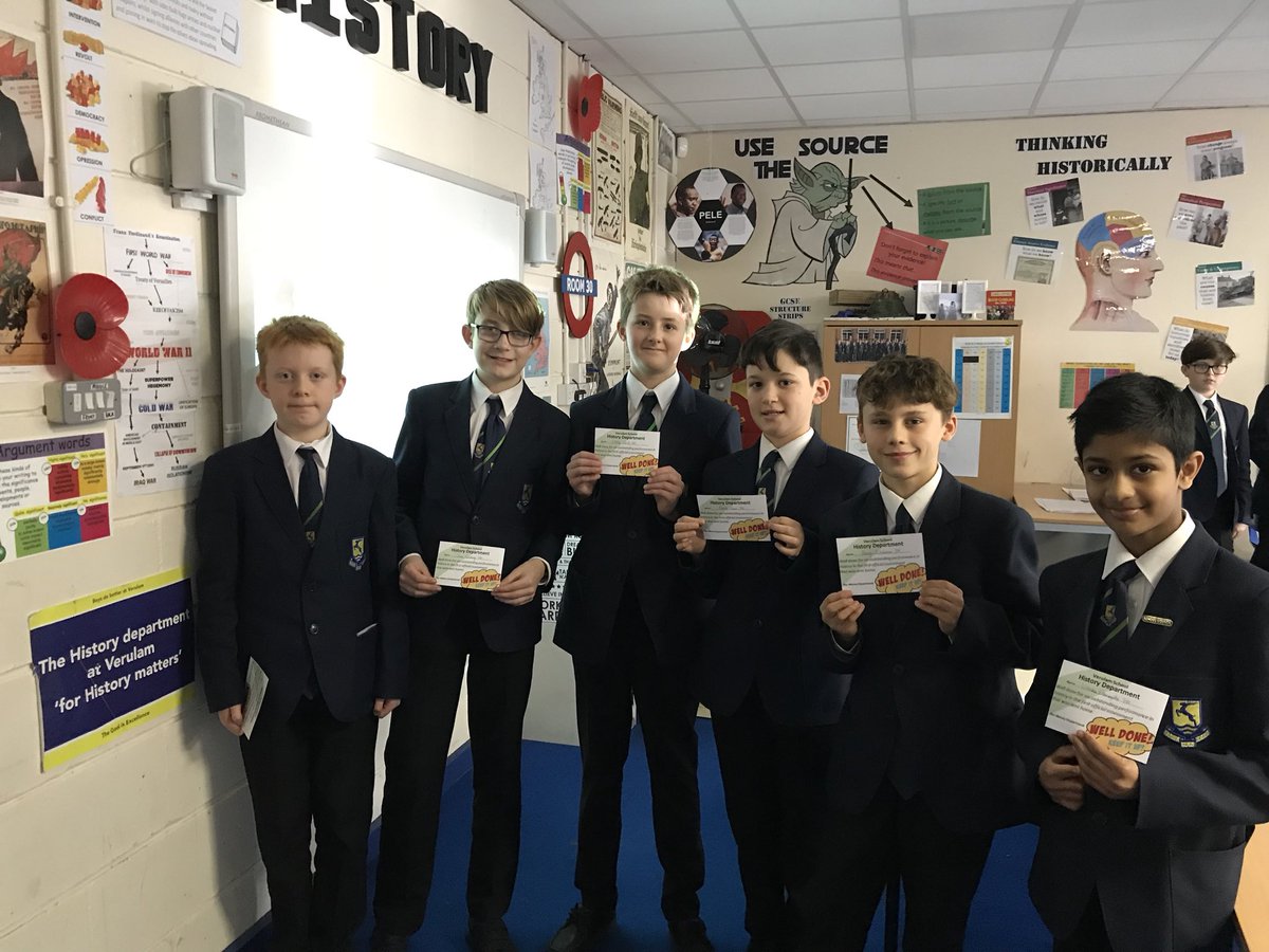 Fantastic to see <a href="/year7verulam/">Year7Verulam</a> <a href="/verulam_history/">VerulamHistory</a> students in <a href="/MrJPTeach/">Jack Pettitt</a> lesson today, receiving positive postcards to take home for outstanding assessments. #WELLDONE. <a href="/verulamschool/">Verulam School</a>