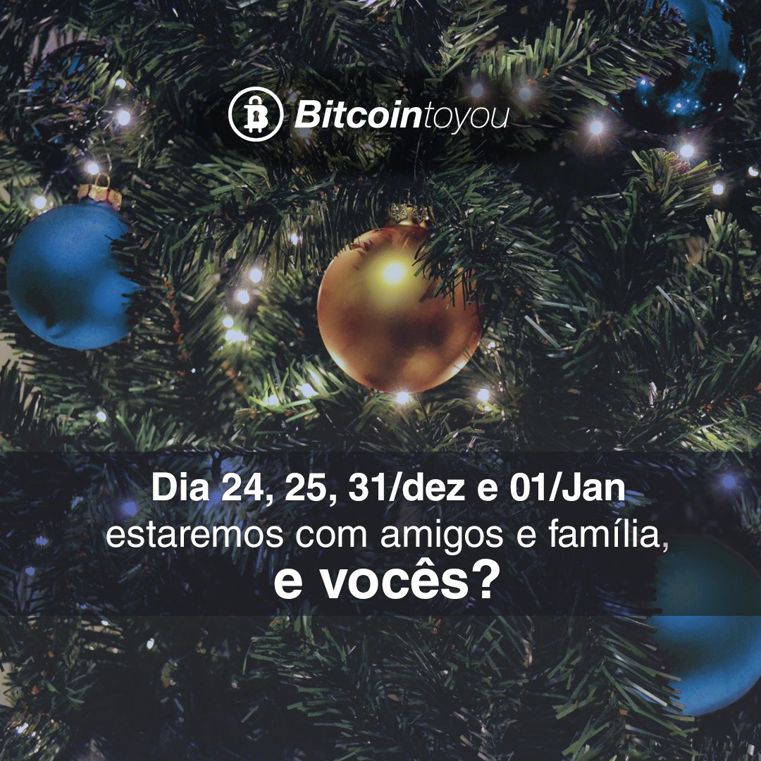 BitcointoyouS's tweet photo. Fiquem atentos a programação do fim de ano!

Nos dias 24, 25, 31/12 e 01/01 não teremos expediente. Nossa plataforma, no entanto, continuará operante para negociações! https://t.co/lzVwrLyXK5