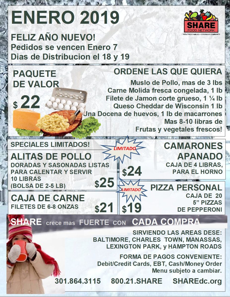 SHARE_dc's tweet image. January Spanish menu now available. Feel free to SHARE!