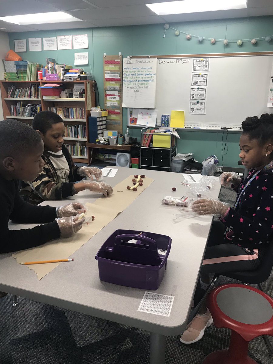 adatschefski's tweet photo. Assembly lines for our economics unit. Making cars with string cheese and grapes! @MrCTaylorHMC @Forney4th @CompassHMC1 @HMC1Proud https://t.co/E5map19VY8