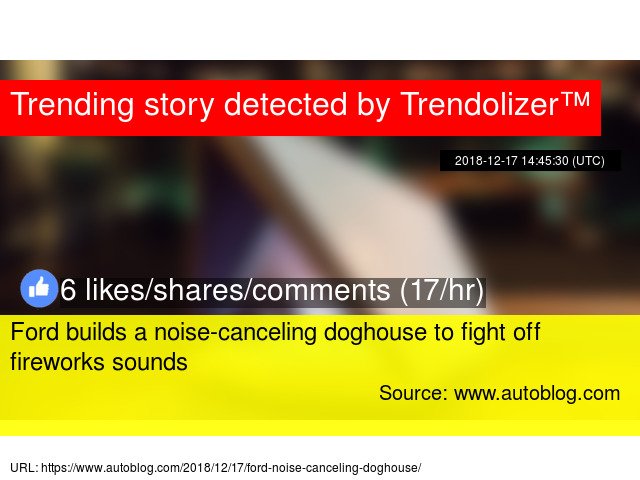 #Ford builds a #noise-cancelingdoghouse to fight off fireworks sounds #noisecancellationtechnology... cars.trendolizer.com/2018/12/ford-b…