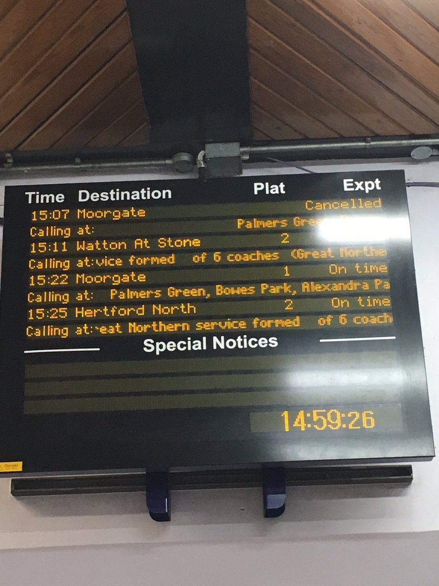 JamesMWWilliams's tweet photo. More cancellations, more grief for us from @GNRailUK 😡 This is what we pay for! Will this nightmare ever end?! 😓 #cancellations #unhappy #misery #GreatNorthern #GreatFailure #WinchmoreHill #NeverEndingStory https://t.co/AcE0jXhRa1