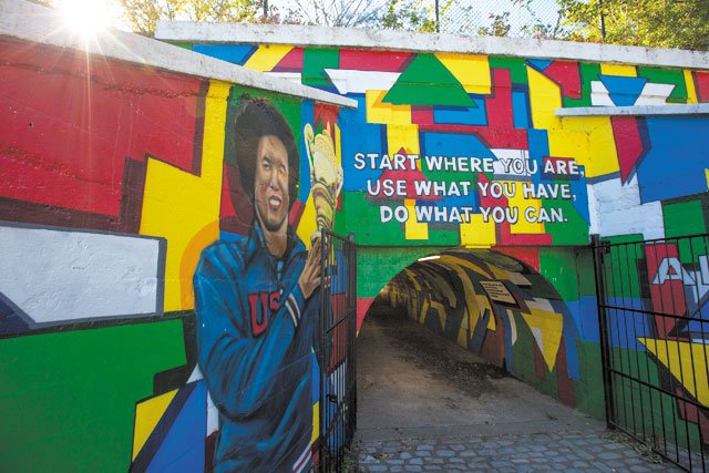 Ashe mural in Battery Park