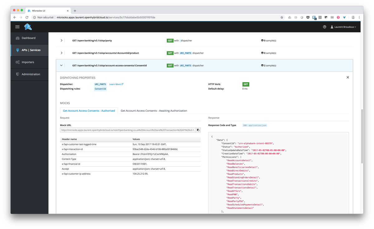 lbroudoux's tweet photo. Mocking @UKOpenBanking #API using @microcksio and get a live system in few minutes ! New 3.1.0 version brings a lot. Check https://t.co/YpoZufLTsG for full definition to come ๐ https://t.co/YPDnQPRszb