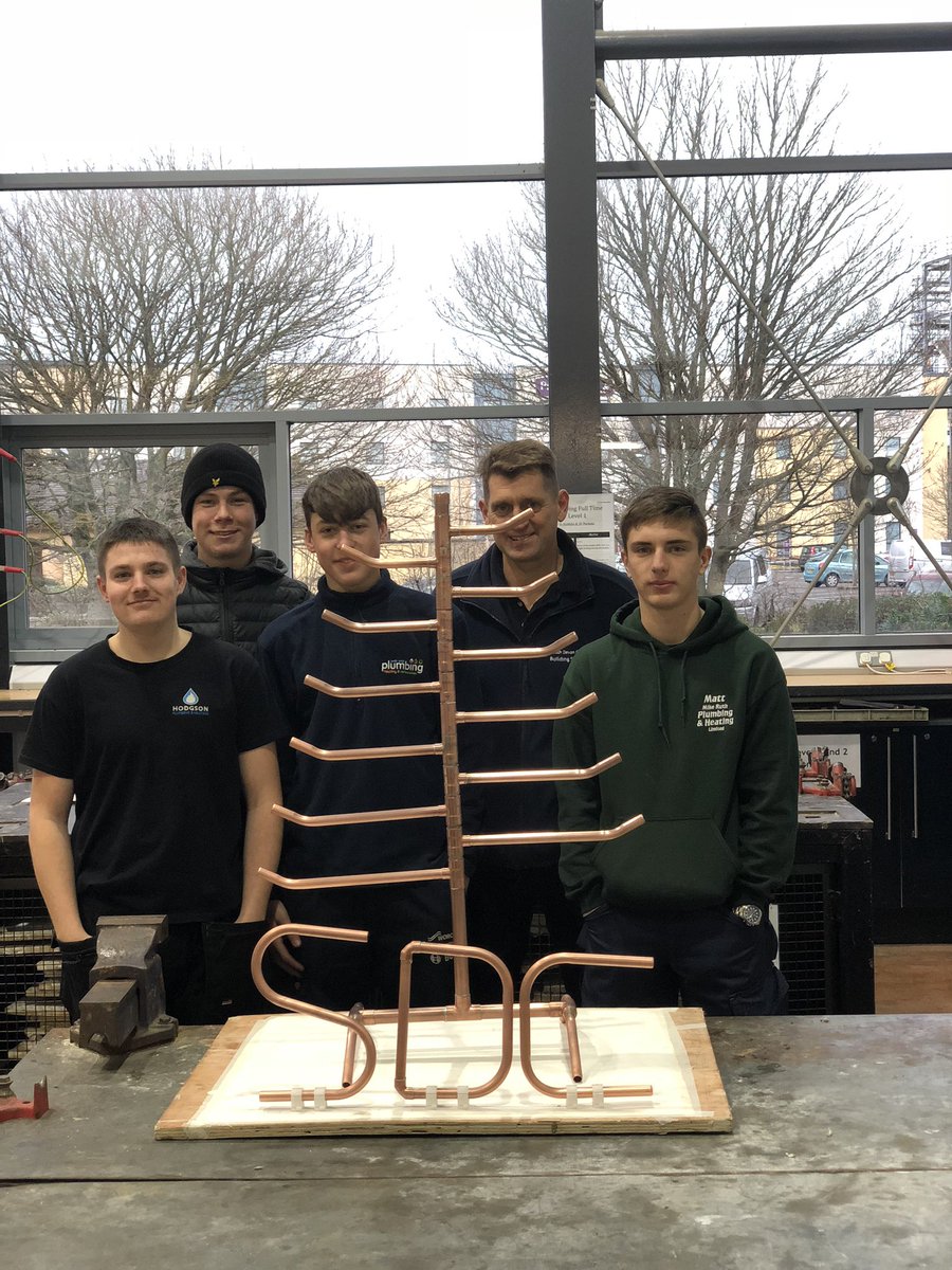 ConnorDow3's tweet photo. @plumberparts Christmas Tree Made at @sdcollege with help from tutor #SteveEndicott. #MattWarman #ConnorDow #CyLee #HarrisonArnold 🎄🎄🎅🎅 https://t.co/KaoqF6Lusi