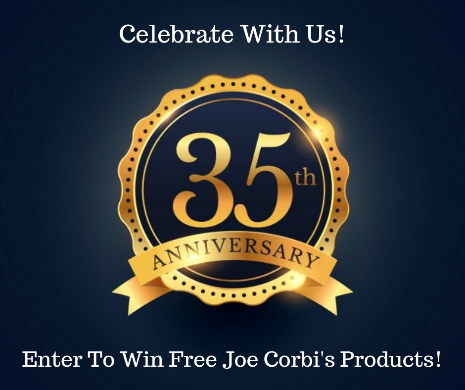 Don’t be shy! Enter to win free Joe Corbi’s products for our 35th anniversary celebration! #35years #joecorbisfundraising #anniversary #pizzakits #fundraisers #celebration