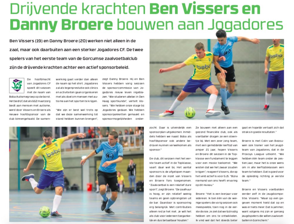 ‘Drijvende krachten Ben Vissers en Danny Broere bouwen aan Jogadores.’