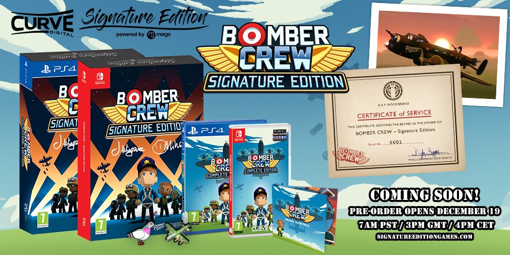 #BomberCrew Signature Edition is coming soon!

@CurveDigital and #runnerduck's brilliant WWII strategy simulation game is getting the Signature Edition treatment - Chocks Away on Wednesday 7am PST / 3pm GMT / 4PM CET.

signatureeditiongames.com/search?type=pr…
