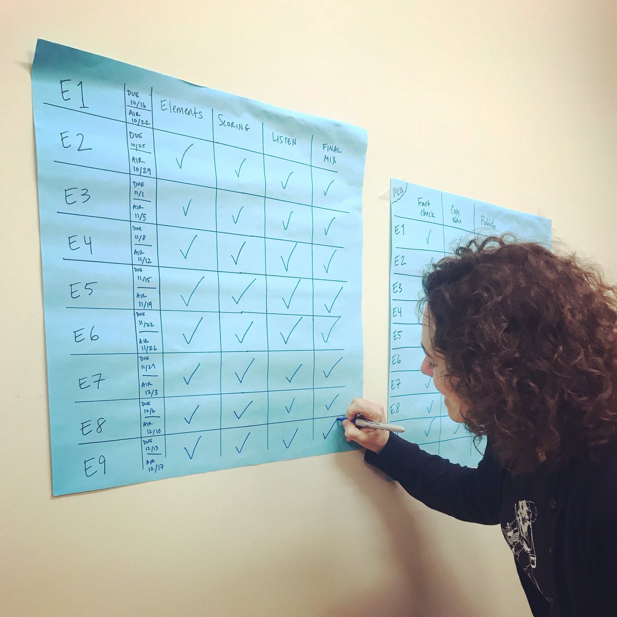 JulietHinely's tweet photo. That time @RadioJenG finished mixing  the final-final episode of @BelievedPod 😍✔️😎 https://t.co/SA5FdKOyYh