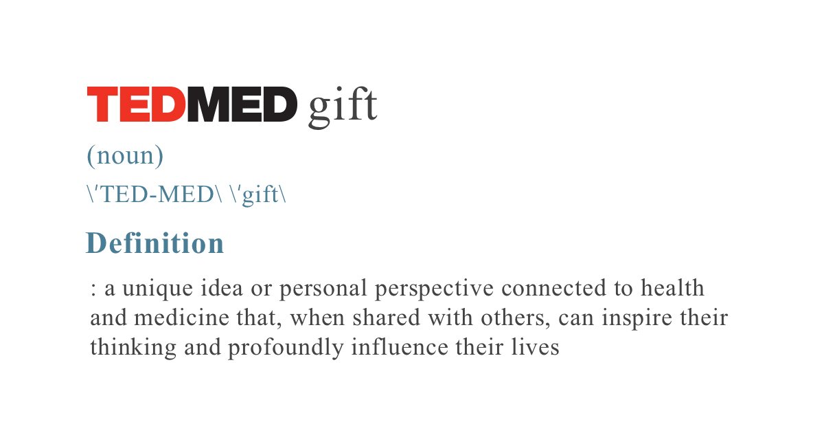 TEDMED's tweet photo. It's the season for gift-giving, but here at #TEDMED we exchange a slightly different kind of gift. What's the "TEDMED gift" you'll give this season?  (@KatecBowler, @chronicsmiler, @stevepantilat, @KafuiDzirasa,  @rocketgirlmd
- help us get the conversation started!) https://t.co/Wj2qojYRfG