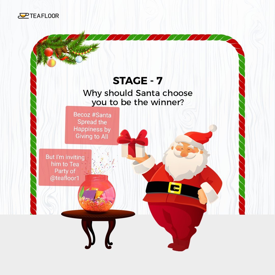 iam_margam's tweet photo. @teafloor1 Ans 7) "Dear Santa Could choose me As winner..Becoz #Santa Spread the Happiness by #Giving to All, But I'm inviting him to Tea Party of @teafloor1 "
Frnds Join @3Madhvi @PritiNivoriya
#StageVI #contest #giveaway #christmasgifts #christmas #christmascontest #christmasgiveaway https://t.co/ivWb0mherH