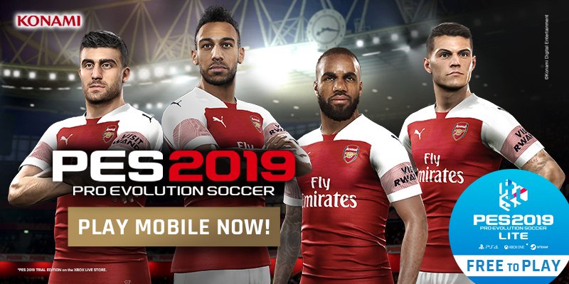 Play as Arsenal - and #FeelThePowerOfFootball, on mobile and consoles. Download both for free
 
#PES2019Mobile: app.adjust.com/3fnzpy5
#PES2019LITE: konami.com/wepes/2019