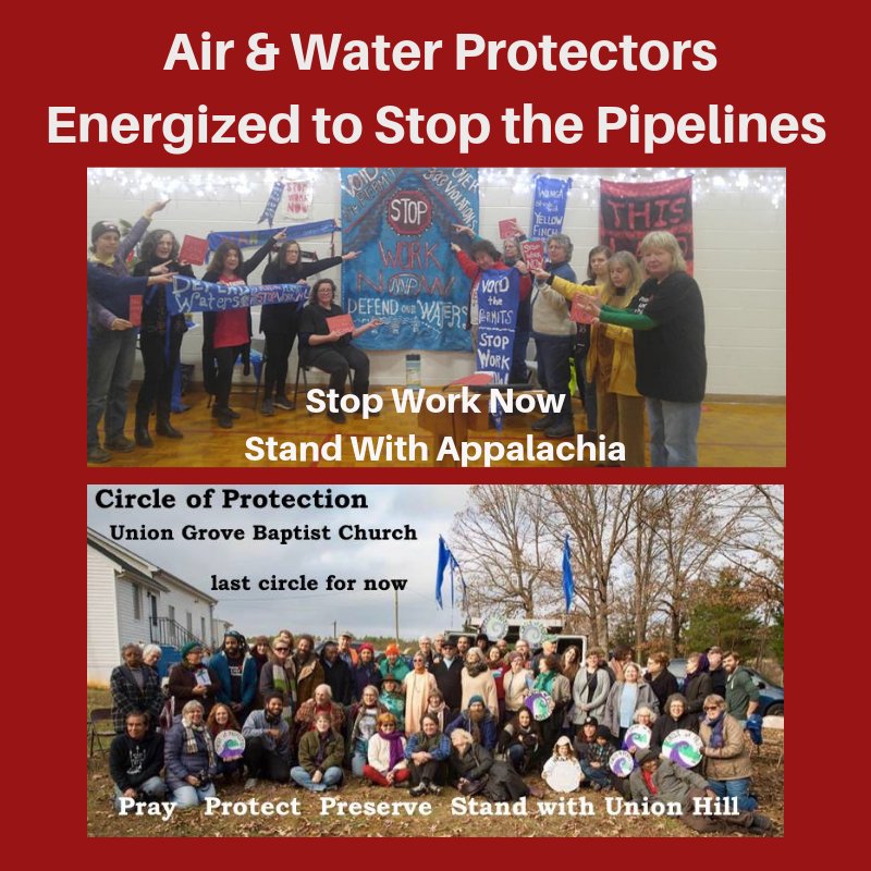 StopPipelines's tweet photo. From Bent Mountain to Union Hill and across Virginia people are joining the movement to stop the #PipelineScam. The #MVP & #ACP will hurt Virginia's economy and environment. #StopWorkNow #StandWithAppalachia #LightsOutDominion #WeAreAllUnionHill #NoNewPipelines #NoMVP #NoACP https://t.co/CVucCoKChq