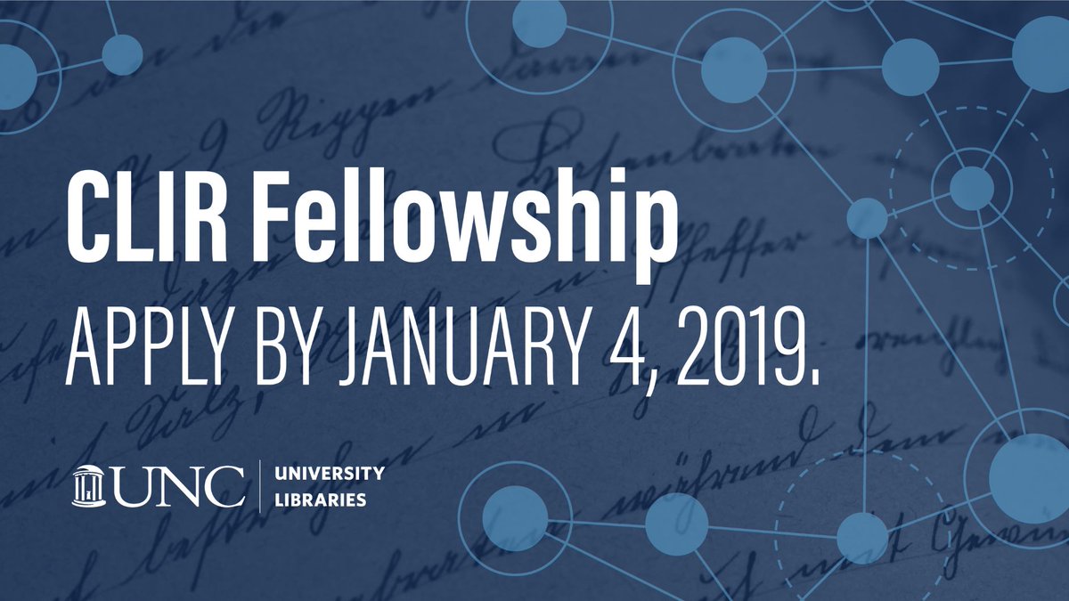 UNCLibrary's tweet photo. We’ve been chosen to host a @CLIRnews Postdoctoral Fellow in Data Curation for African American Collections! Great chance to work w/ amazing collections, community archives, great people. Apply by Jan. 4: https://t.co/rfuPOM0zK9 https://t.co/XOeTrzfav6