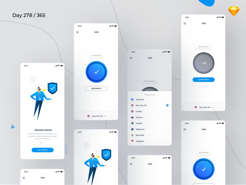 Here is a new design item 'VPN Mobile App UI' by @GetKishore free for download http://bit.ly/2BkUf8O #vpn #mobile #ui #kit #ui kit #ux