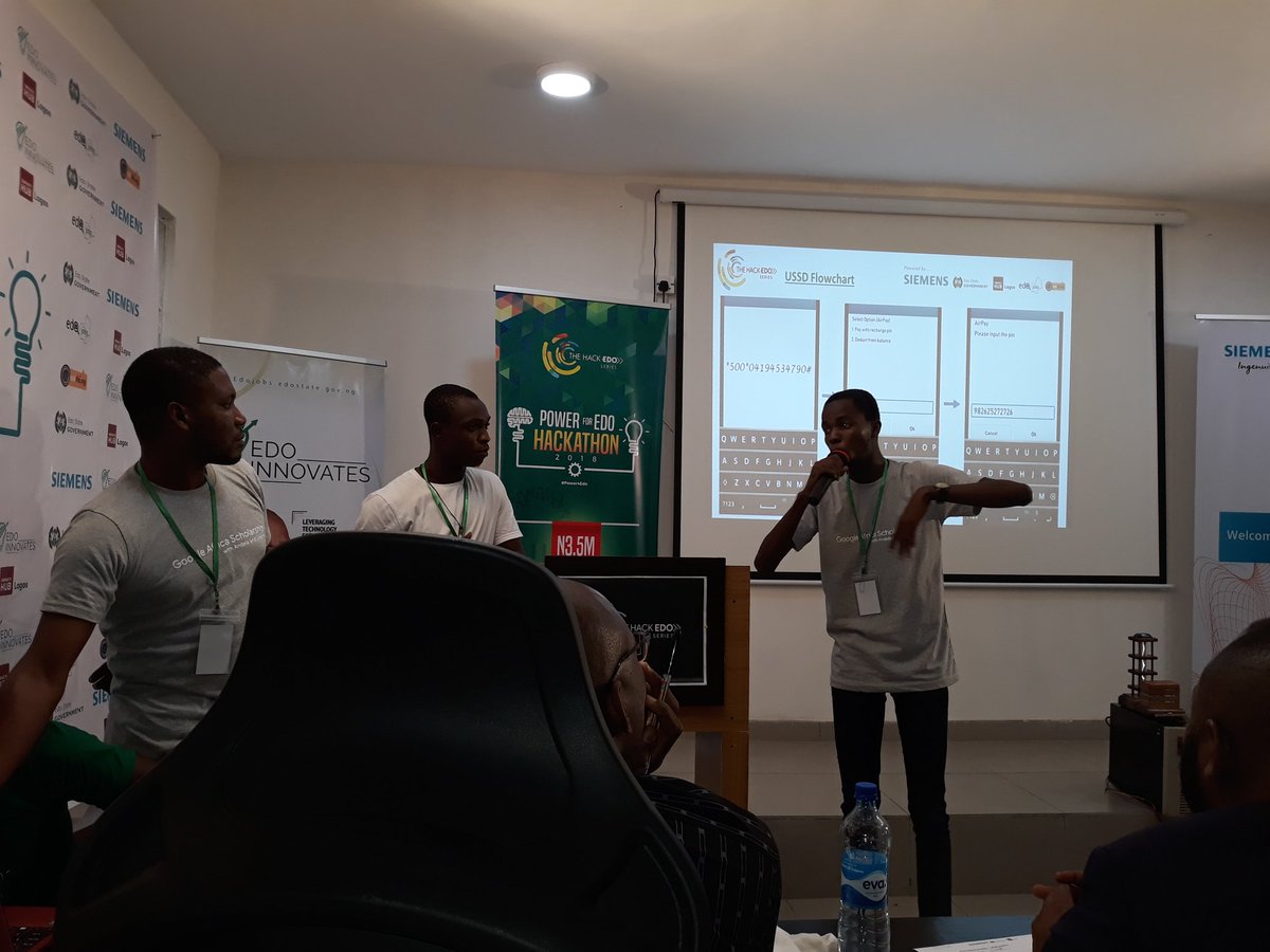 charliecodes's tweet photo. Demo time for one of the #gdgWarri team - @MrTechDan @kelvinrolex at the ongoing @impacthublagos #Power4Edo hackathon proudly supported by @EdoStateGovt and @SiemensNG @SiemensNigeria https://t.co/UsnFfg8gWm