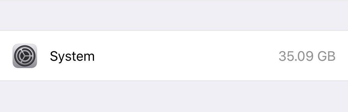 GI_Jay's tweet photo. @AppleSupport 35 out of 64 GB storage is taken up by the system. Advice on how to clean up what is unnecessary here. https://t.co/RL0qDmkEGp