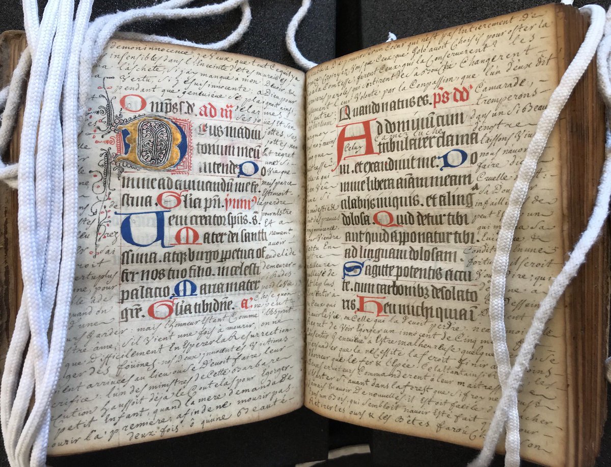 EJJohnson74's tweet photo. Can’t get enough of the medieval codex that just arrived at #osurbml A 15thC prayer book reused in the early-18thC by a Frenchman from Poitiers to record his travels to the Holy Land &amp; Egypt—complete with maps! @OSULibrary @osu_cmrs @HI_OhioState #medievalmanuscript https://t.co/VFuthVHIZE