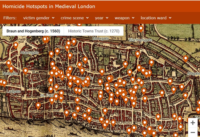 UrbanHist_Tlse's tweet photo. Découvrez la cartographie interactive des crimes à Londres au 14e siècle
https://t.co/2ydnya50o5
Développée par Manuel Eisner de l'institut de criminologie de @Cambridge_Uni

+ la vidéo explicative ▶️ https://t.co/Xs6OB4ztT4
in 🇬🇧of course https://t.co/xQRAq37u96