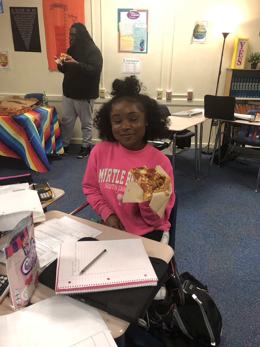 MsColeburn's tweet photo. Perks of turning in your impact aid forms! Thanks for the pizza! 🍕 #IBeMathStudying https://t.co/RElI6aVz4w
