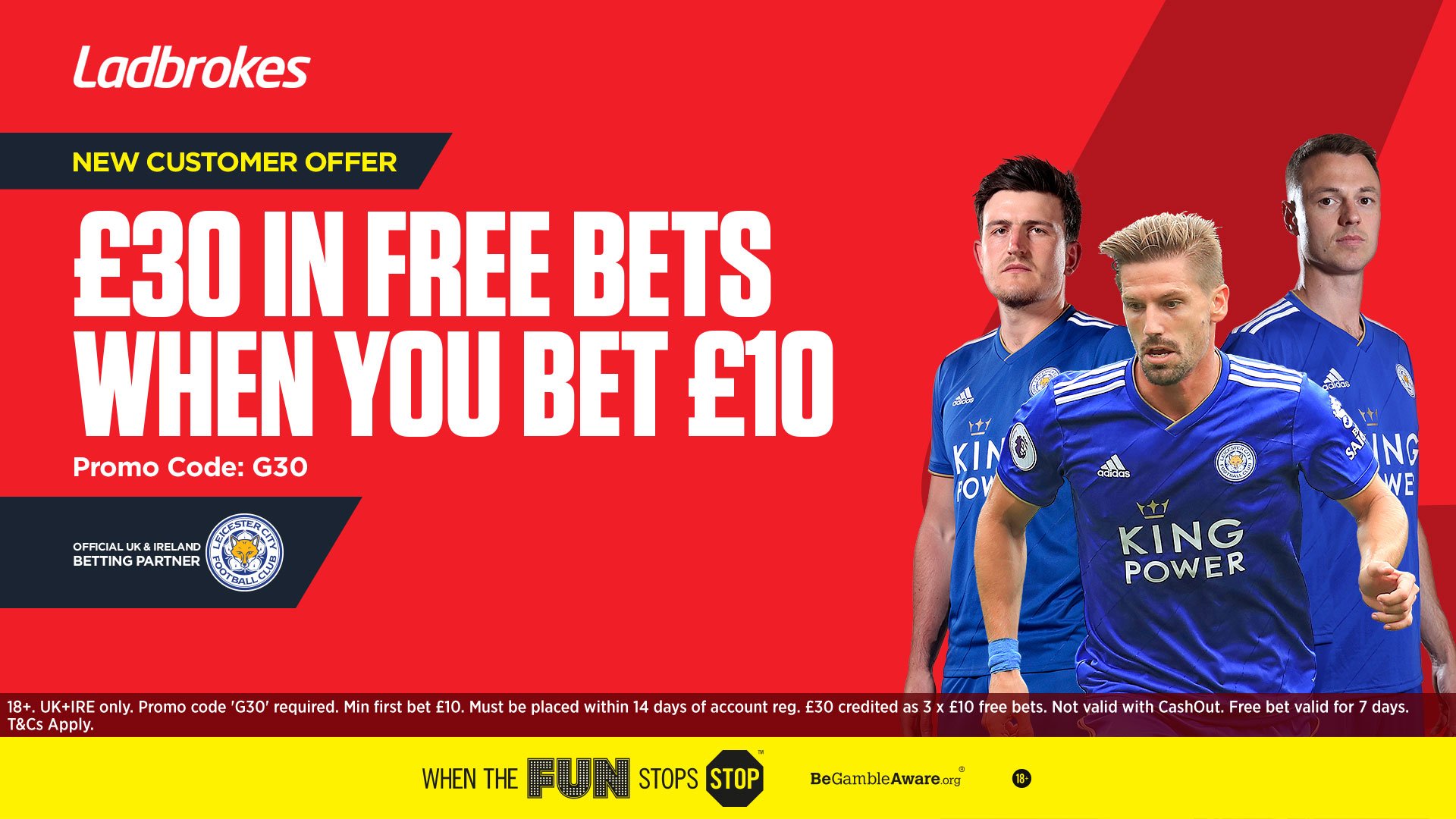 Leicester City on X Get 30 in free bets when you sign up to Ladbrokes and bet 10 using promo code G30 Sign up here https t UeNyPPmuDS https t LwmDGOvbxF X