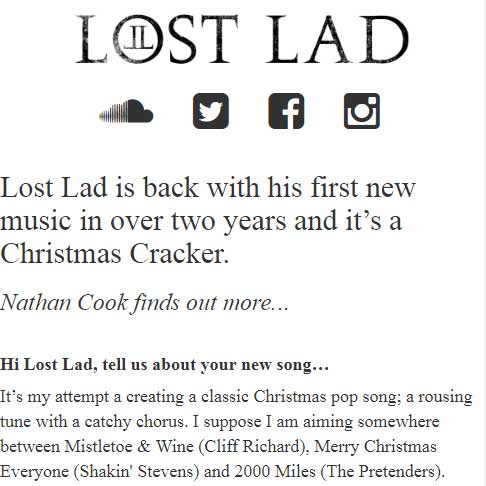 lostladmusic's tweet photo. A little interview with Lost Lad talking about his new song and all things Christmas. #LostLad #AtChristmasTime #Christmas #NewMusic https://t.co/dSYV2zmlkP https://t.co/GkMx2xSrub