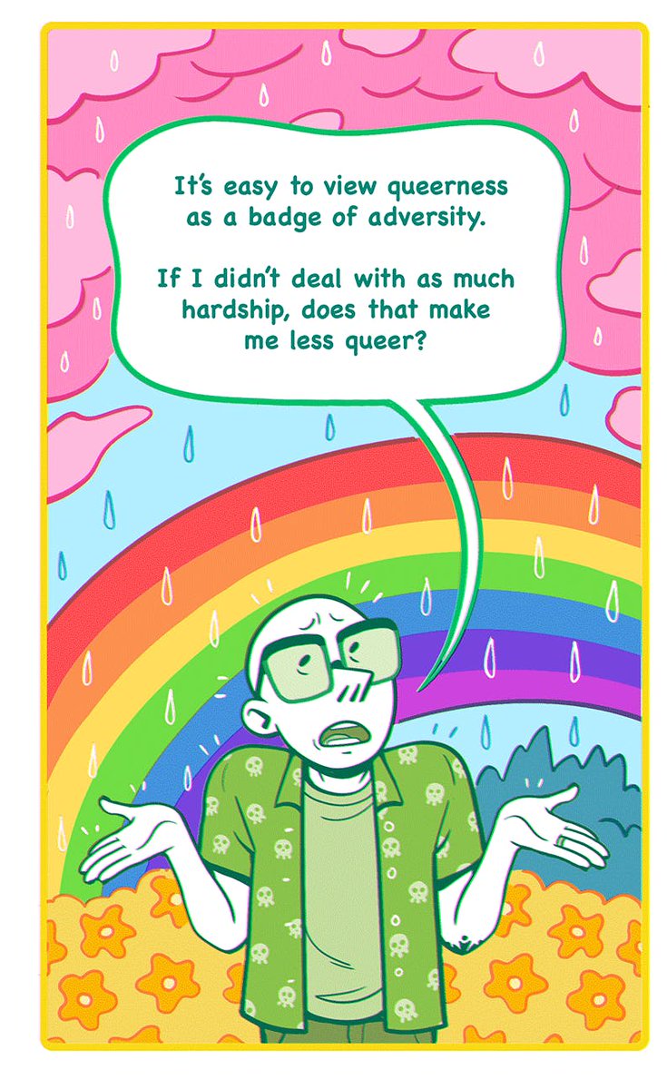 Seeing this comic get brought up again, and I don't think I'll ever stop feeling overjoyed that it's been able to help even a single person.

Am I Queer Enough? thenib.com/am-i-queer-eno… via <a href="/thenib/">The Nib ✒️</a>