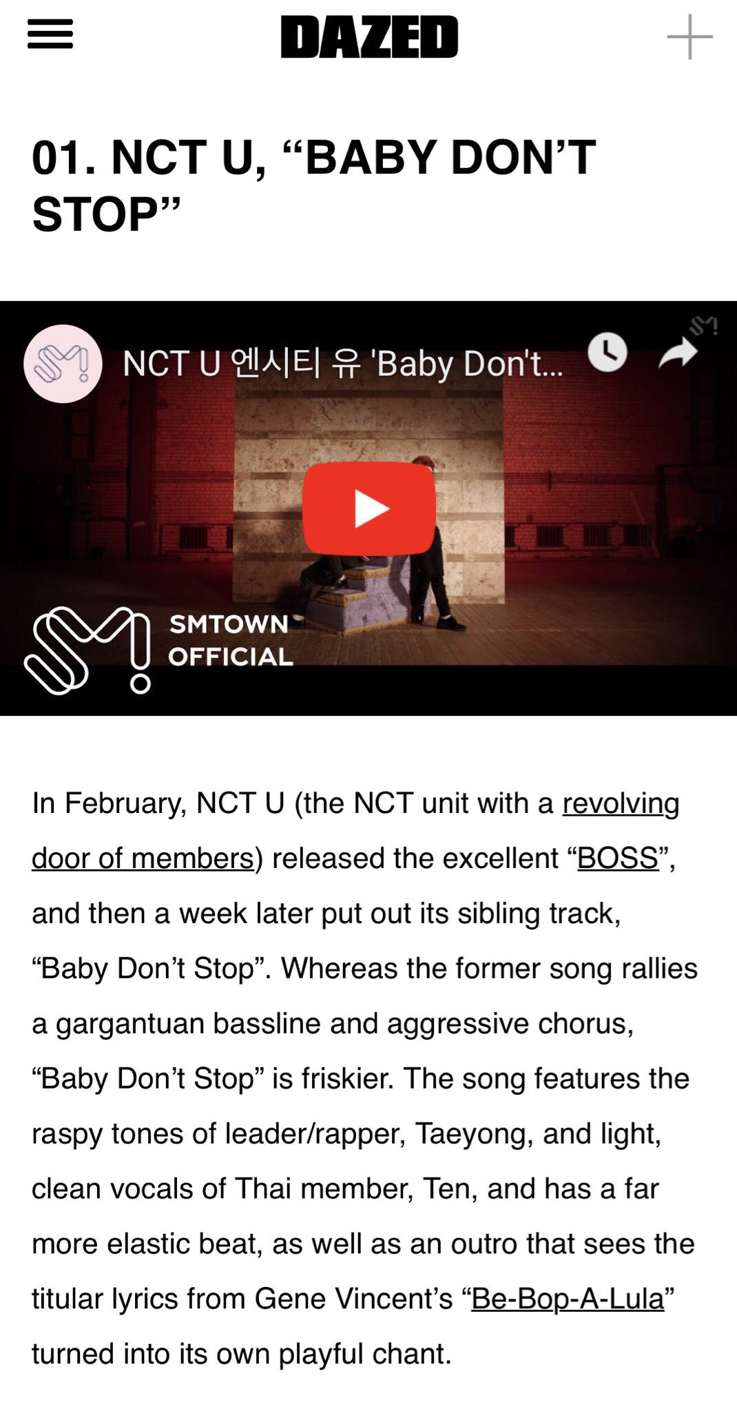 Nct Taeyong Fashion Style V Twitter Dazed Has Listed Taeyong Ten S Baby Dont Stop As The Number 1 Kpop Song Of The Year Citing The Duo S Opposing Styles And Experimentation