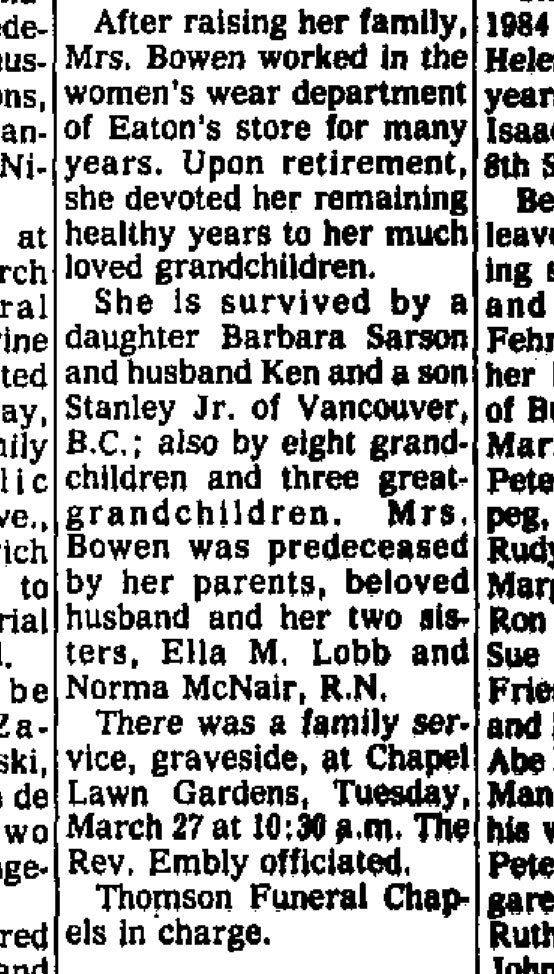 Stanley and Mary's almost seven-decade love story comes to a close when Mary dies after a lengthy illness on March 25, 1984 at age 88. She is survived by their daughter, son, eight grandchildren and three great-grandchildren. #wfp