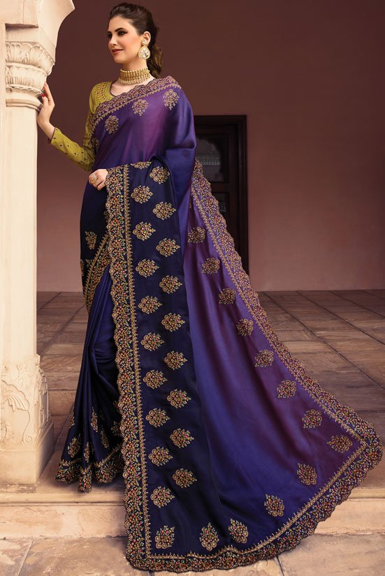 Violet #Designer Shaded Silk #Saree 