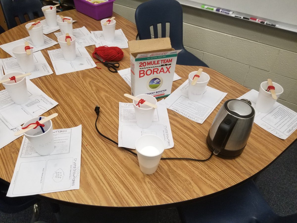 adkins_teach's tweet image. #Adkins3rdgrade started our Borax crystal snowflakes today! Can't wait to see their faces tomorrow! 😁 #SESBees #matterlesson #12DaysOfChristmas