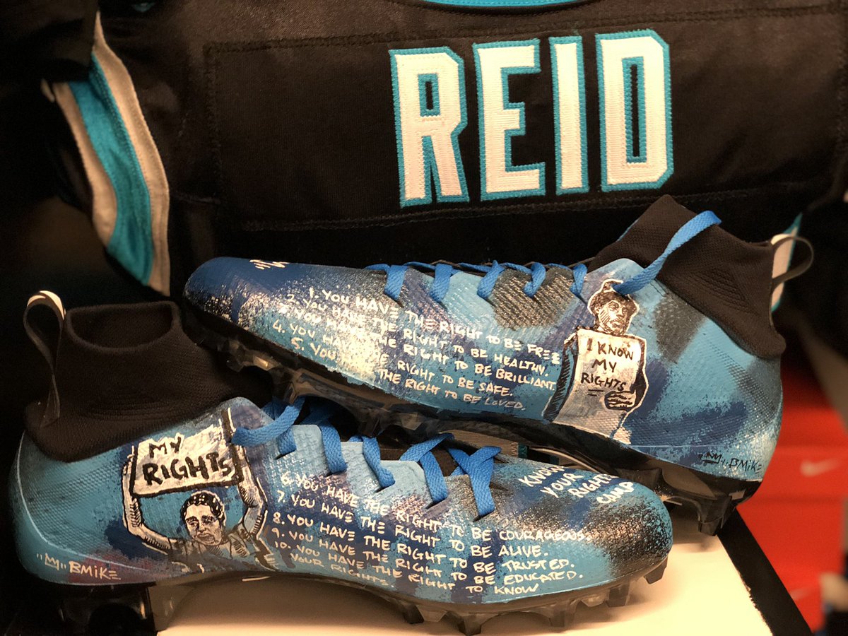 My cleats for tonight. Much thanks and appreciation to the artist @2cent_bmike. Here’s his take on the inspiration behind his design, “It’s a tribute to the history of protest , centered around the quote “if not us , who? If not now, when? “ meaning we all benefit and stand on...