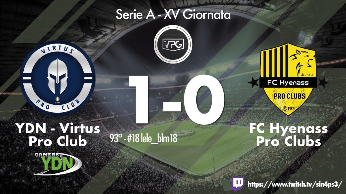 virtusproclub's tweet photo. #VPC_REPORT

🆚 @FCHyenass 
⏰ 22.45
🏆 @VPG_Italy #SerieA
🏟 #VirtusYDNArena 1-0 ✔
⚽ @lele_blm18 
👟 @GiamboSr 

Dall' apnea all' affanno; ora torniamo a respirare. Fondamentale non abbassare la guardia ! https://t.co/zXAVzPD2uo