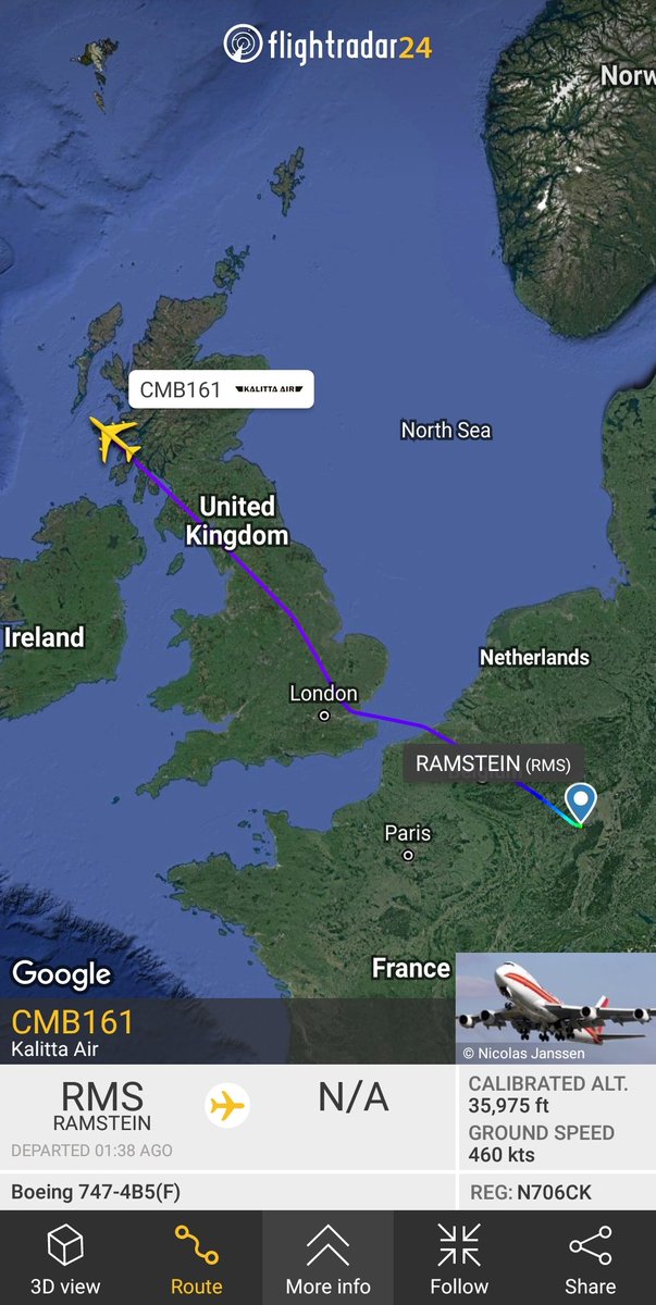 Andy007_SR_A's tweet photo. #CMB161 / N706CK
A very busy 24hrs for the airframe!!
Kuwait > Al Udeid AB
Al Udeid AB > Ramstein AB
Ramstein > ? https://t.co/6sAhaJGnnX