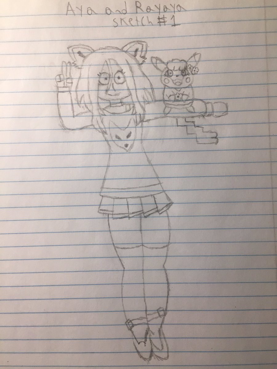 MSpecter2's tweet image. Drew @TheNo1Alex mascot Aya and his pikachu Rayaya since I left her out in my last drawing