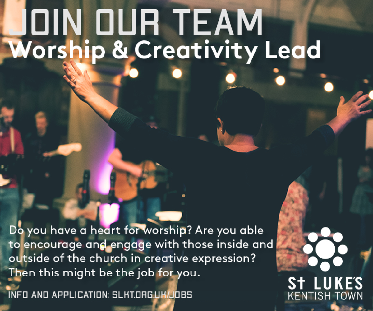 St Luke's is hiring!

Are you passionate about worship and creative expression? We're looking for someone who can direct and develop the worship and creative ministries of the church. Interested? Follow the link for more info.

slkt.org.uk/jobs