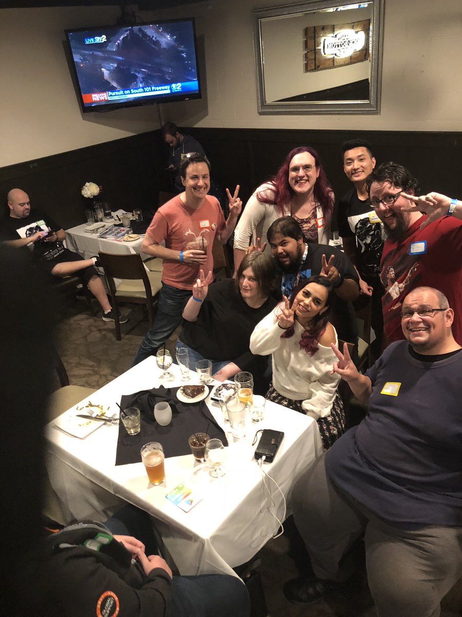 Thedavid64's tweet photo. Big ole group photo from #afterparty my only picture of the one of sweetest guys at Fan Festa @luedog9000 only a few sober people there, but seemed to be having just as much fun!! #ffbew #ffbefanfesta2018 @shalymonster @sylvinari Viv and other peeps I can’t tag! https://t.co/IAlAOBeBao