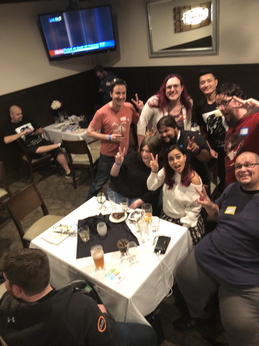 Thedavid64's tweet photo. Big ole group photo from #afterparty my only picture of the one of sweetest guys at Fan Festa @luedog9000 only a few sober people there, but seemed to be having just as much fun!! #ffbew #ffbefanfesta2018 @shalymonster @sylvinari Viv and other peeps I can’t tag! https://t.co/IAlAOBeBao