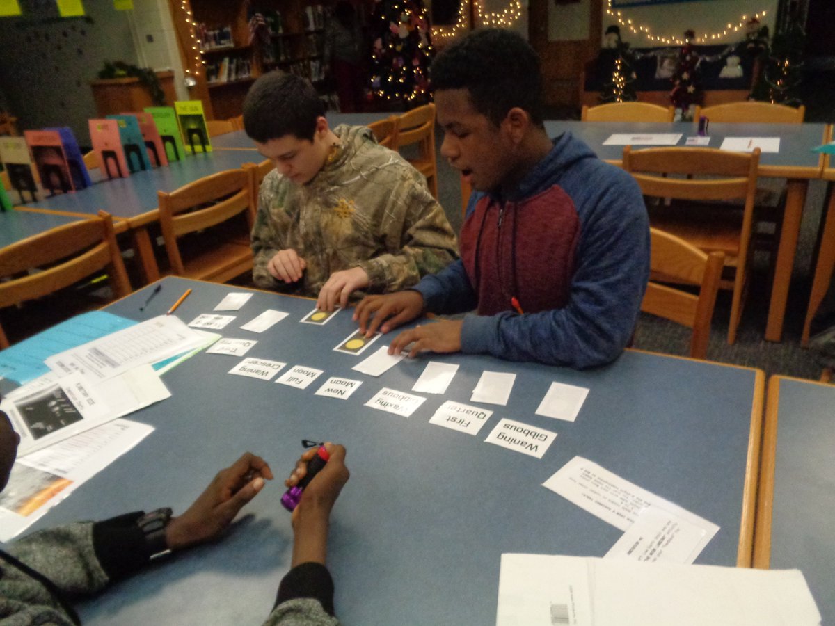 FCMSreads's tweet photo. Ms. Fasing's 8th grade science classes explored the solar system with a #Breakoutedu game today in the library. It was a real out of this world experience! #FCMS_Pride #ccpslibraries #oneccps https://t.co/pLOeVJtNDo
