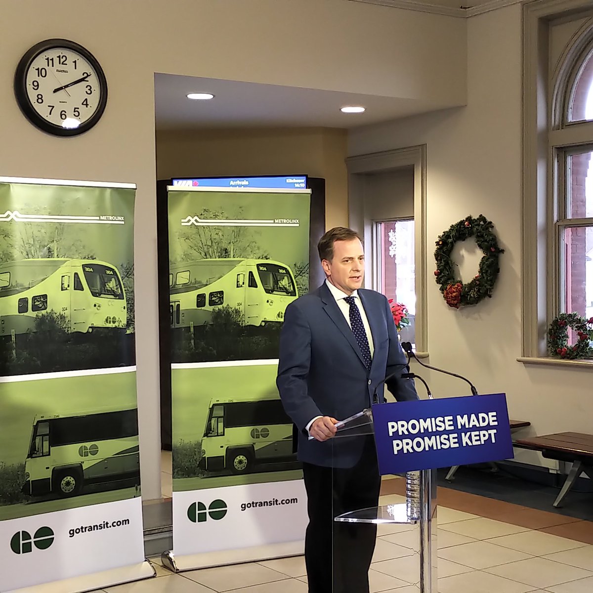 berryonline's tweet photo. At @CityKitchener @VIA_Rail @GOtransit station as Minister @JeffYurekMPP announces a 5th morning/afternoon train to/from Toronto starting in January and a desire to be back in 12-18 mos with more details about #TWAD #GOTransit! #TOWRcorridor https://t.co/heb26dHAVH