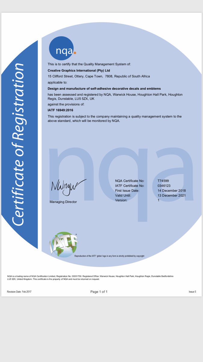CGI is delighted to confirm that our QMS has been assessed and registered against the provisions of IATF 16949:2016. Thank you to all our colleagues, business partners and valued Automotive OE customers for their support throughout the process.