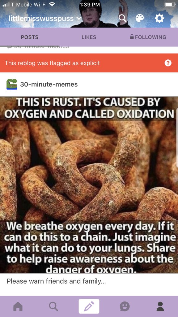 allison_parkin's tweet photo. #tumblrboycott #Tumblr @tumblr yeah because rust is explicit. #logoffprotest #tumblrlogoff https://t.co/zh3kWWEHHL