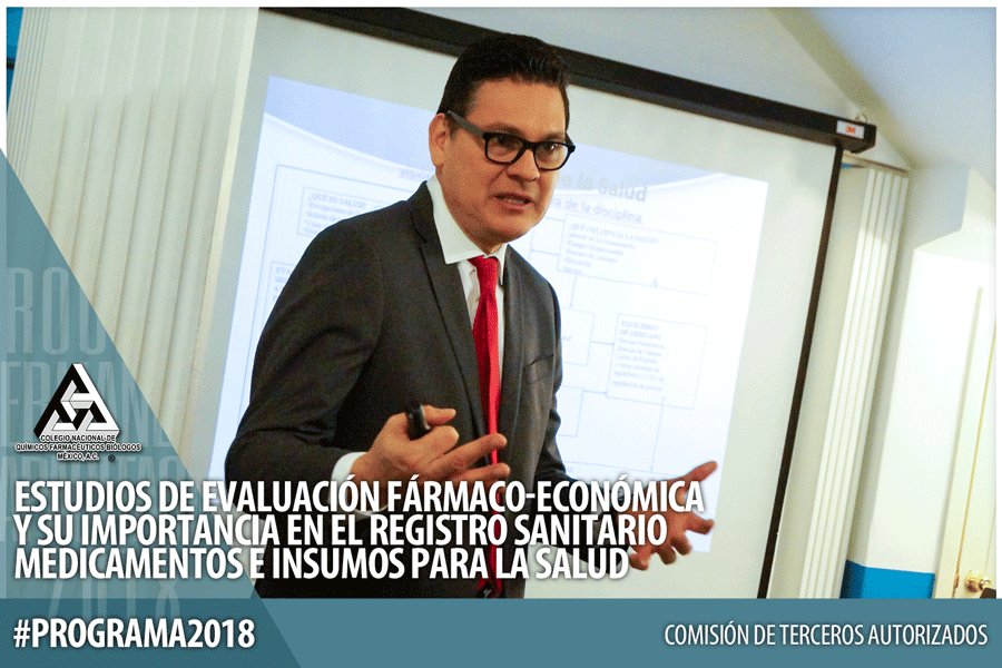 ColegioQFBMex's tweet photo. #Programa2018 El acceso del mercado farmacéutico ha cobrado relevancia debido a la creciente complejidad para incluir productos innovadores, por lo que la Comisión de #TercerosAutorizados invitó al M. en C. Herman Soto Molina a hablar de Estudios de Evaluación Fármaco-Económica. https://t.co/EAFHKeWd1A